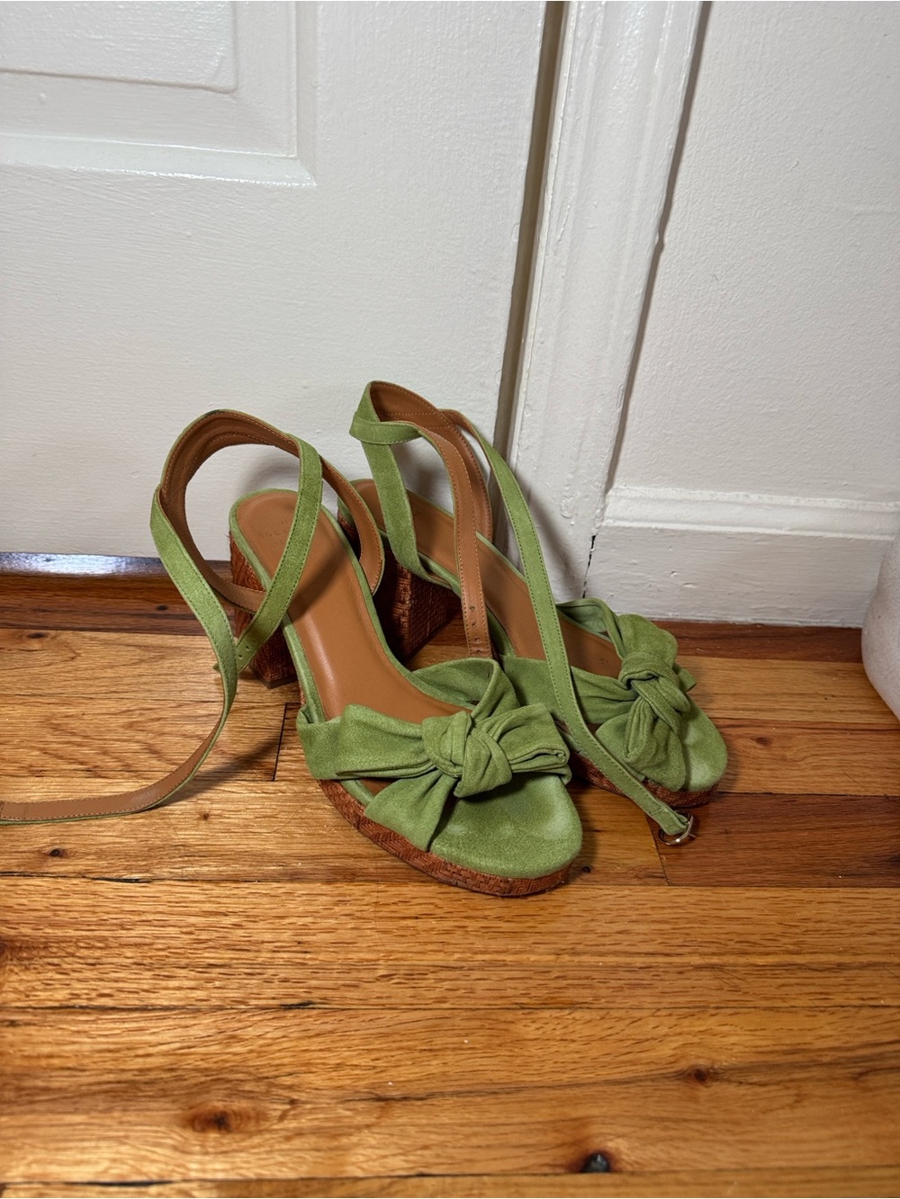 Sezane Green Suede Sandals - 39 (8)